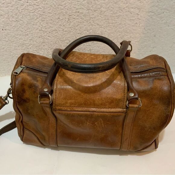 Vintage Navasota leather satchel Bag brown strap front buckle - Picture 3 of 16